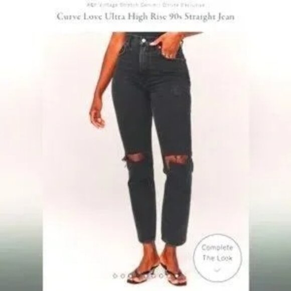 Abercrombie & Fitch 90s Straight Ultra High Rise Size 37L / 24L Long Black Plus - Picture 1 of 13